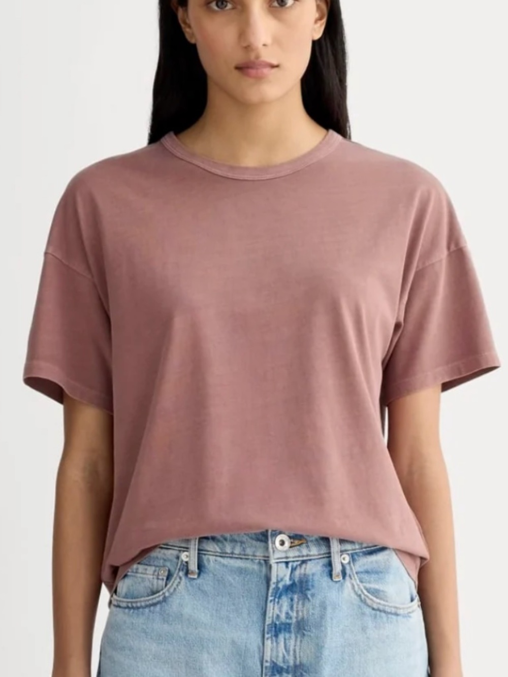 Everlane Boyfriend Tee Shirt in Essential Cotton, Brown Garment Dye, Sz Large